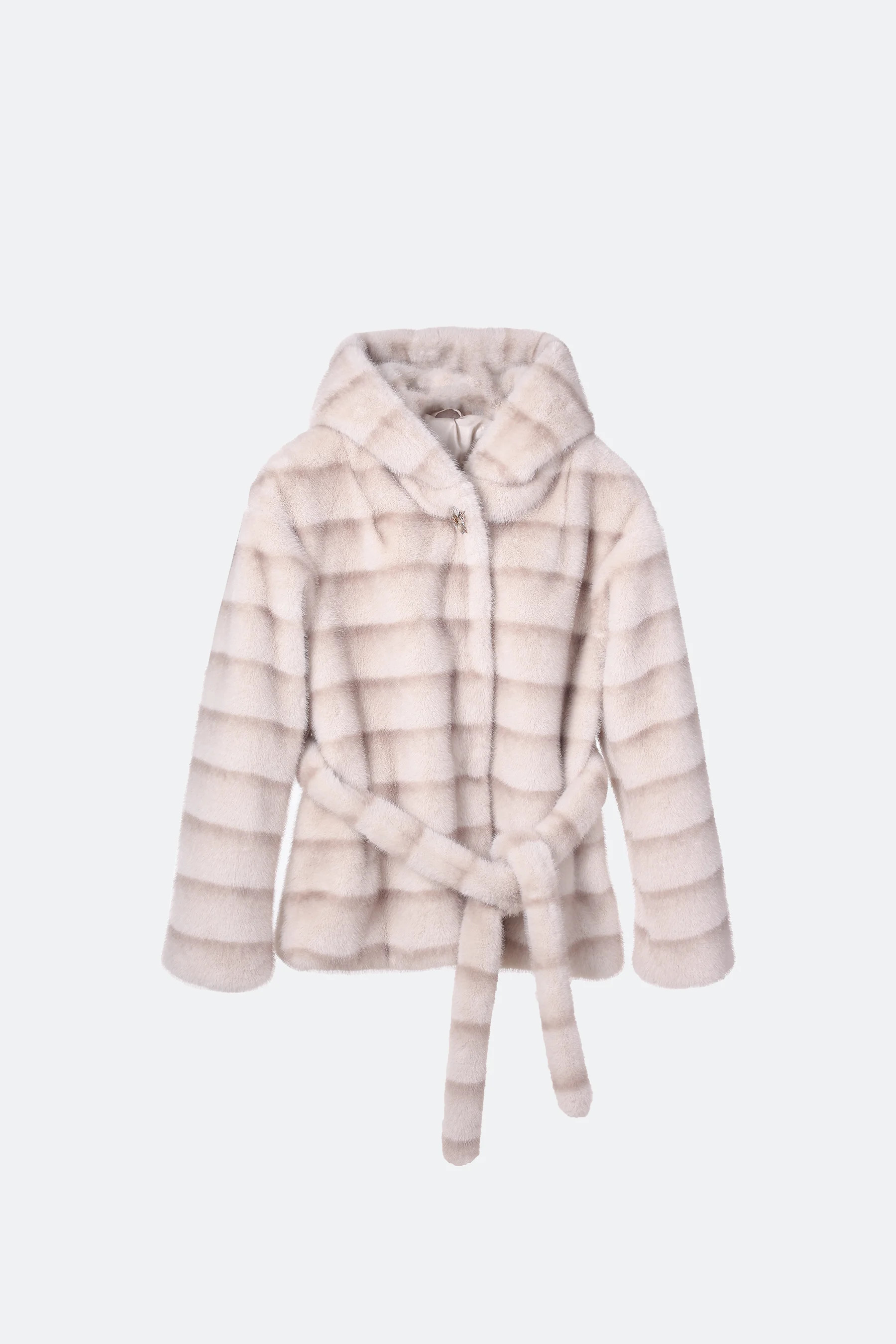 YV0516 Elegant Leopard Print Eco Fur Coat