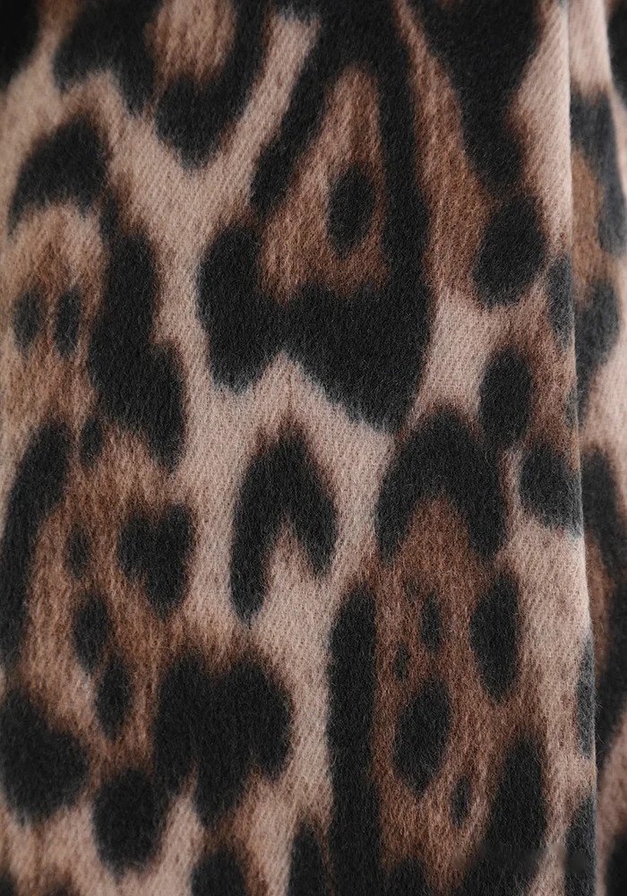 YF4899 Leopard print scarf with fringe