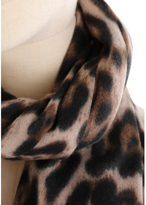 YF4899 Leopard print scarf with fringe