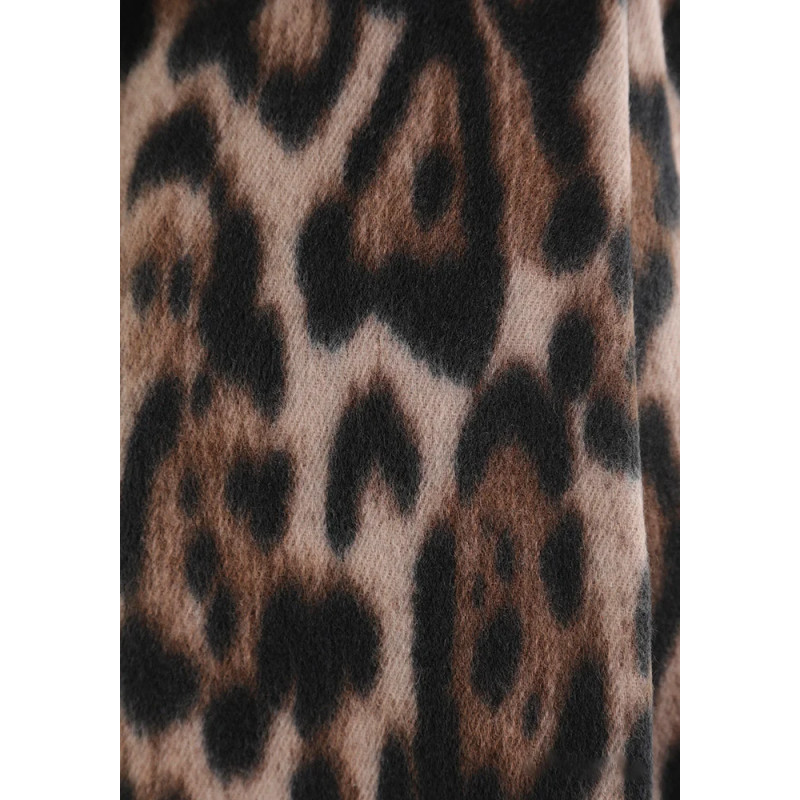 YF4899 Leopard print scarf with fringe